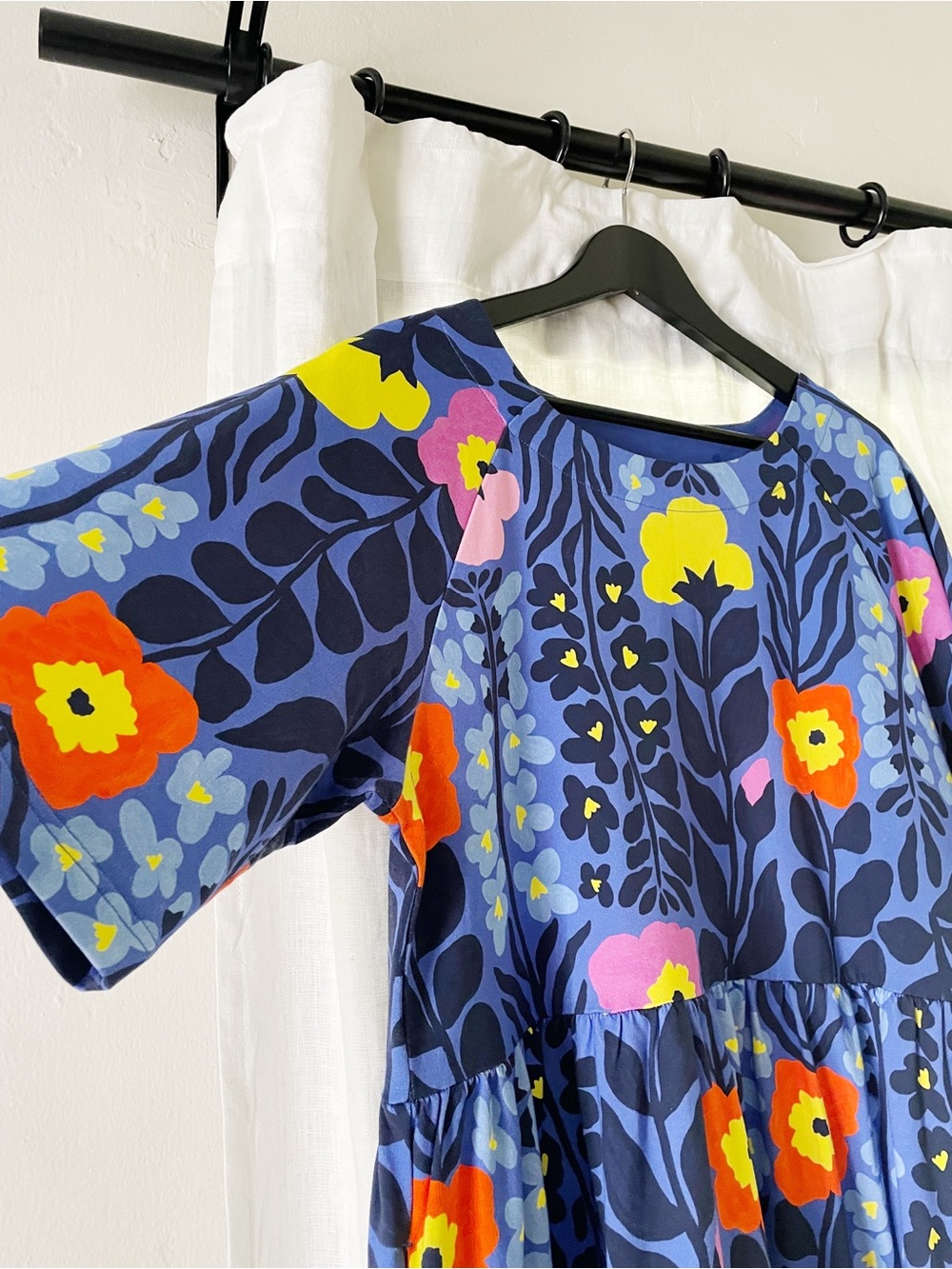 Gorman organic cotton Blue floral tiered Dress marimekko Scandinavian style - Picture 3 of 8